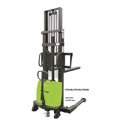 1t ，1.5t and 2T Semi-electric Stacker CTD10B,CTD15B,CTD20B，adjustable fork，straddle leg